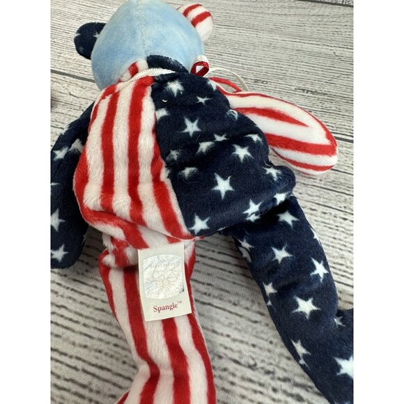 Beanie Babies SPANGLE BLUE WHITE & PINK Bears USA America Stars & Stripes 1999 - Picture 11 of 15